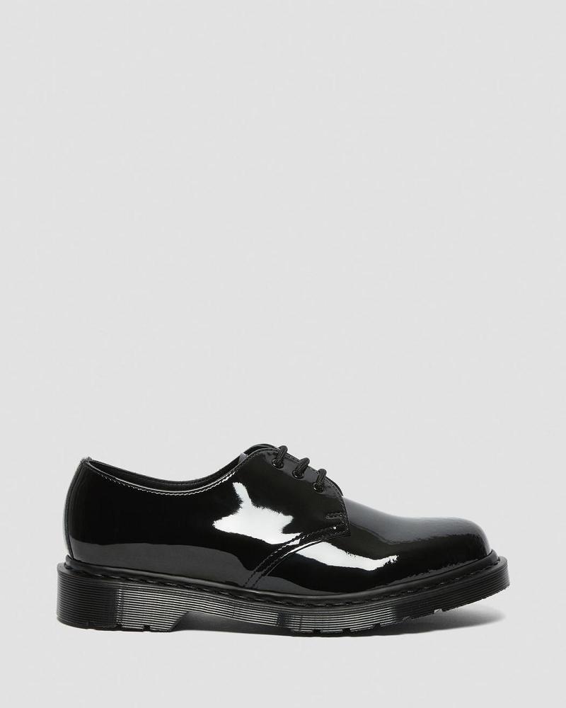 Dr Martens 1461 Made in England Mono Lak Læder Oxford Sko Dame Sort | DK 355CTV